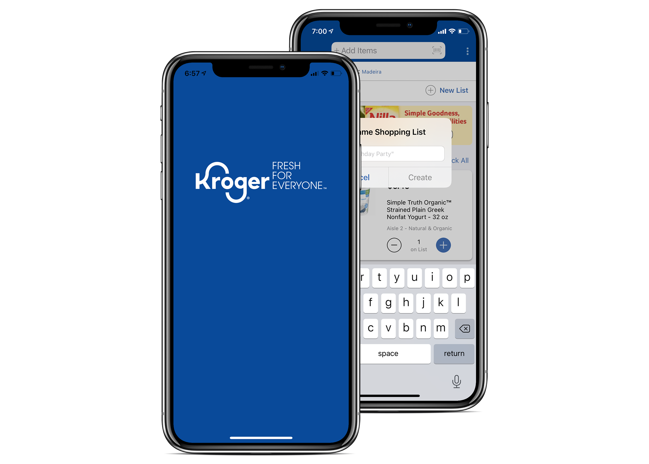 Kroger Shopping List app screen